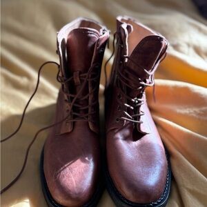 Comfortiva Chestnut Leather Lace-Up Boots
